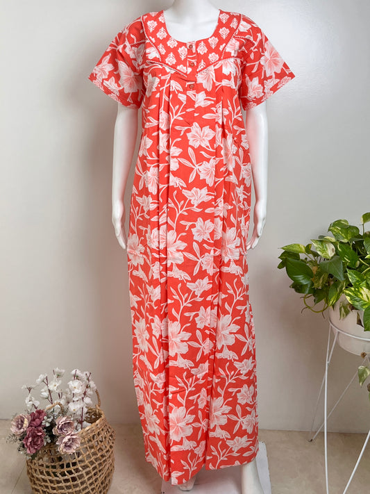Elegant Floral Cotton Nighty Soft Touch & Breathable Sleepwear