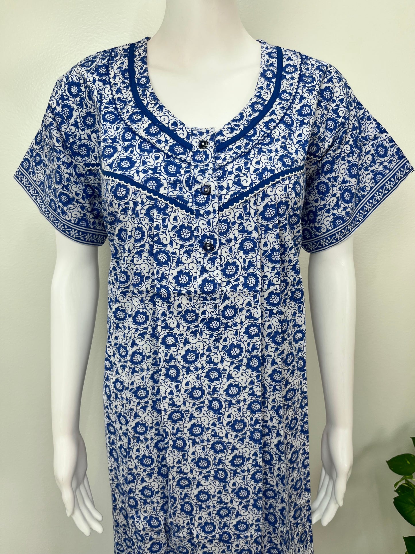 Royal Blue Pure Cotton Nighty Soft & Comfortable