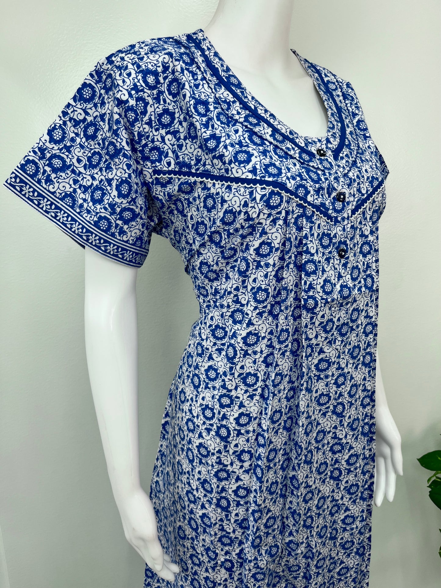 Royal Blue Pure Cotton Nighty Soft & Comfortable