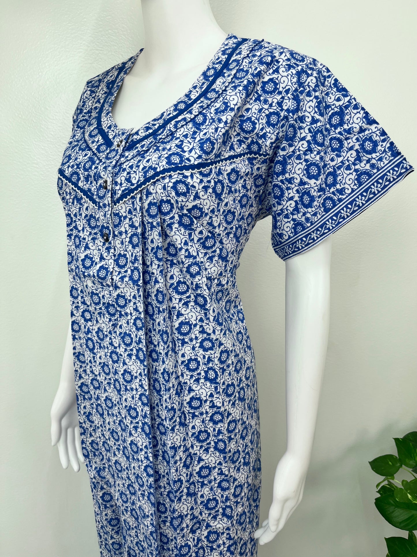 Royal Blue Pure Cotton Nighty Soft & Comfortable