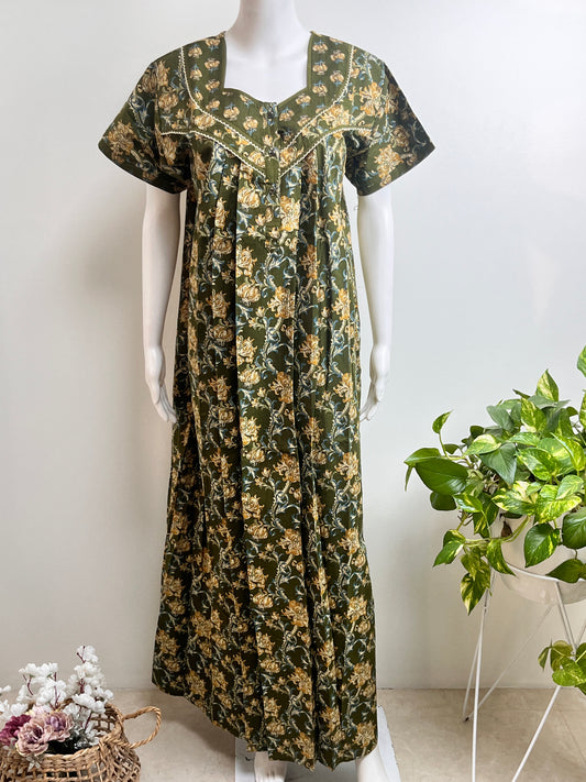 Graceful Floral Cotton Nightgown Breathable & Easy-Fit Sleepwear