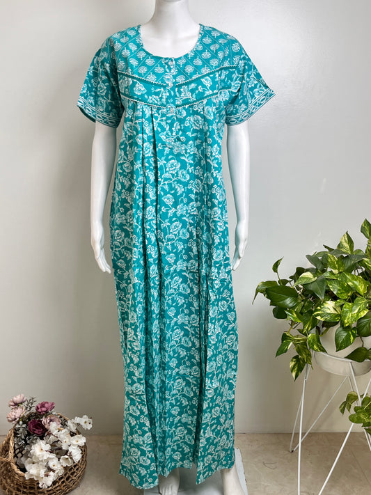 Floral Print Cotton Nightgown Breathable & Comfortable Sleepwear