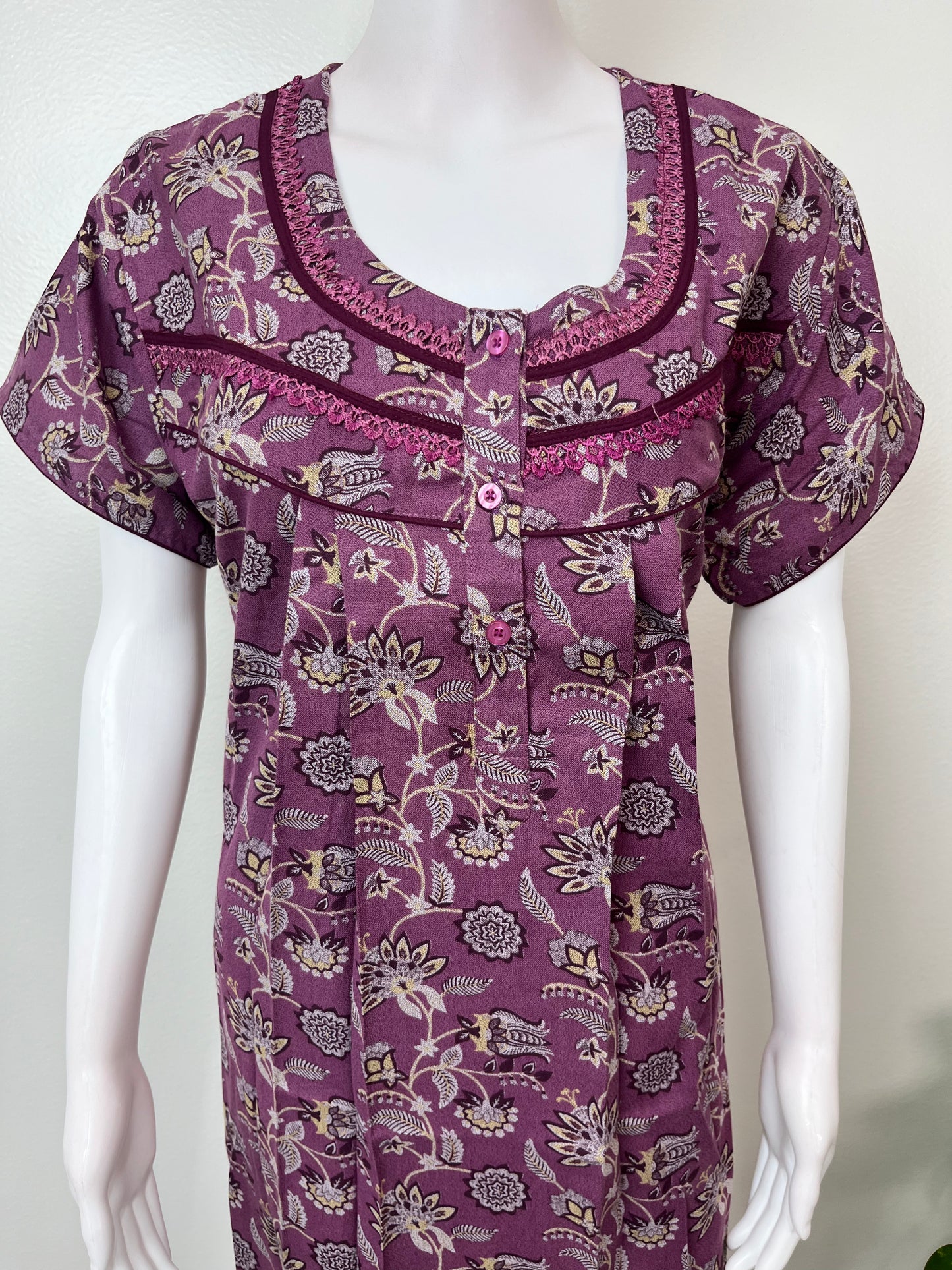 Purple Soft & Breathable Alpine Fabric Nightgown for Women