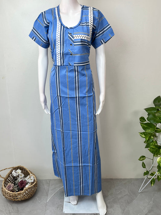 Blue Pure Cotton Soft & Breathable Nighty for Women