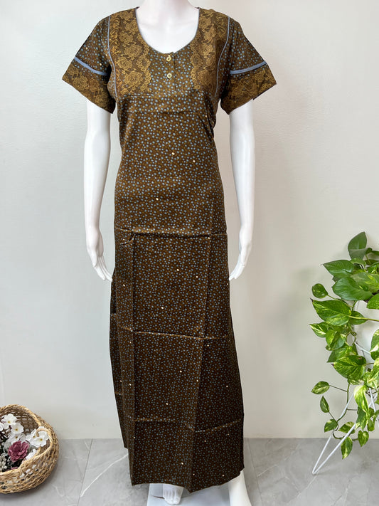 Printed Cotton Satin Fabric Nightgown