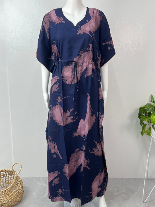 Navy Blue Rayon Kaftan Elegant & Classy
