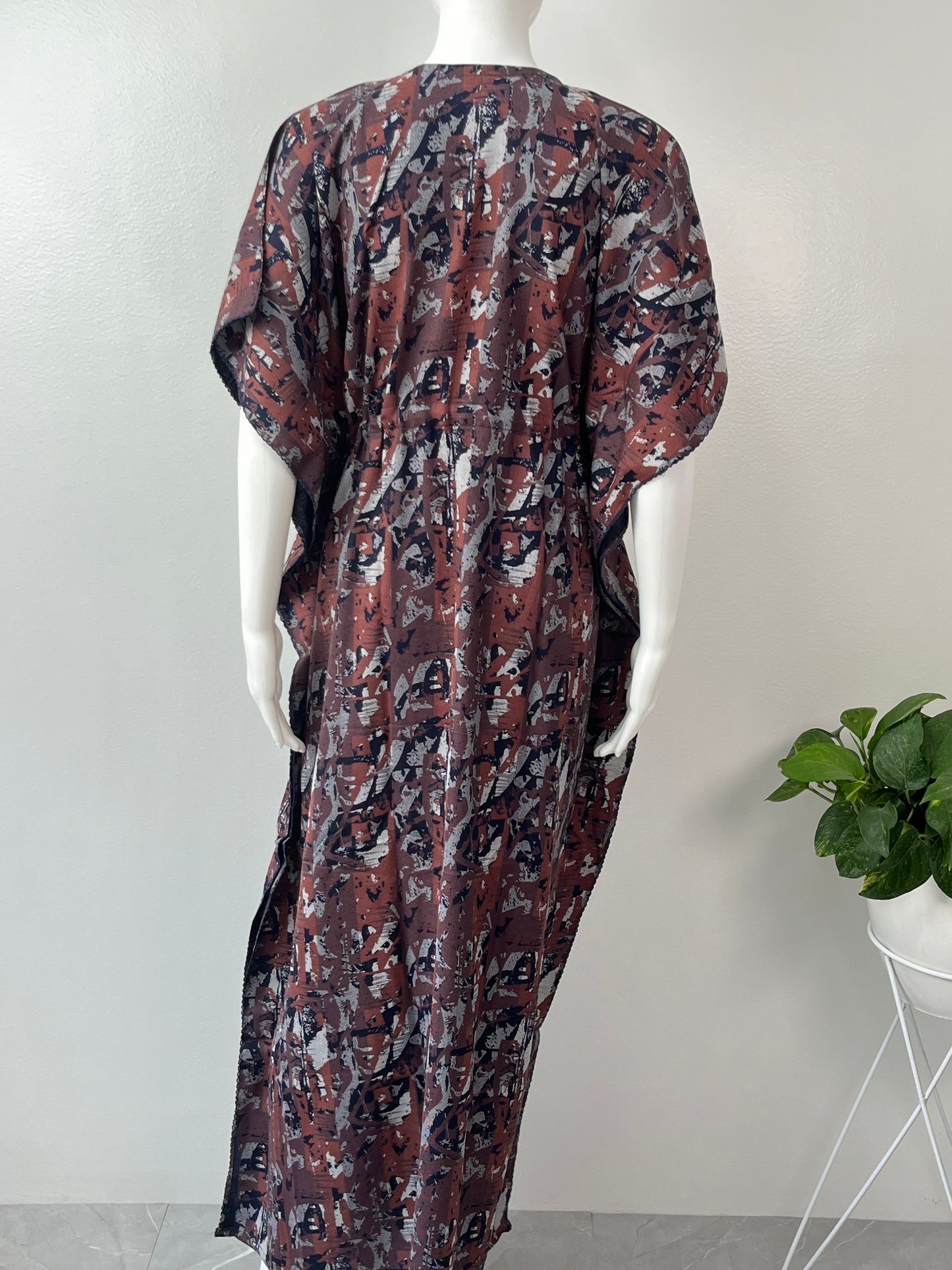 Navy Blue Printed Premium Alpine Fabric Kaftan