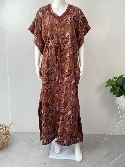 Maroon Printed Soft Alpine Kaftan