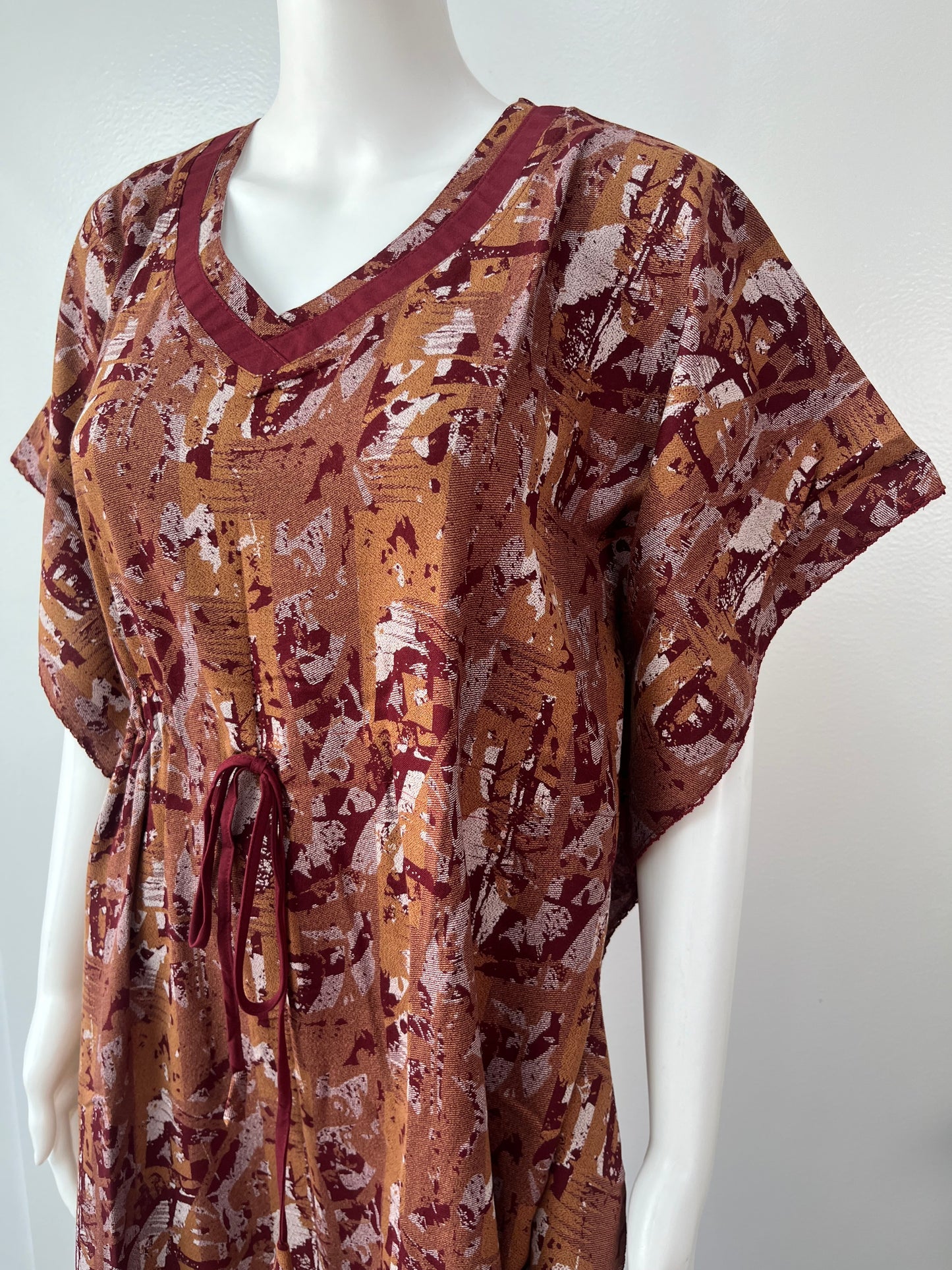 Maroon Printed Soft Alpine Kaftan