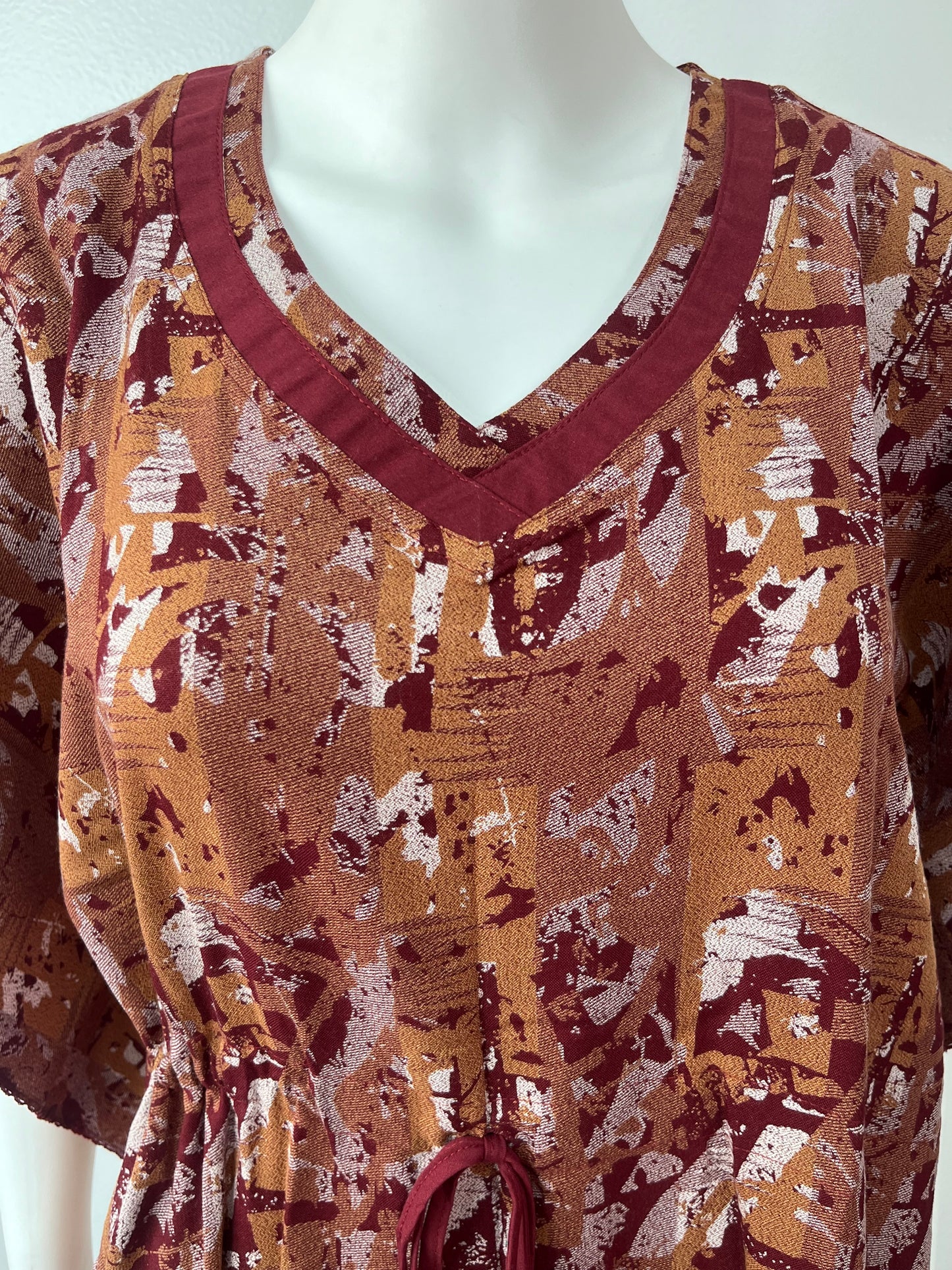 Maroon Printed Soft Alpine Kaftan