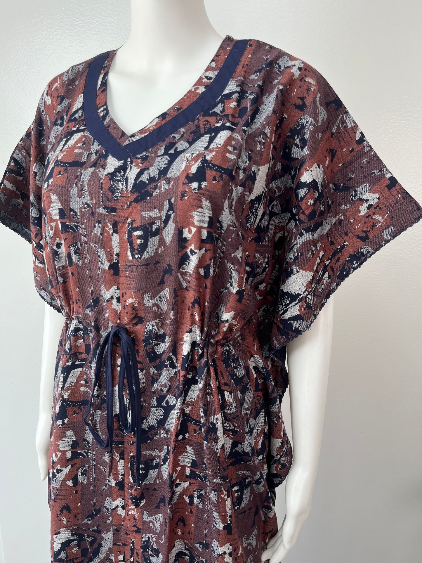 Navy Blue Printed Premium Alpine Fabric Kaftan