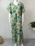 Green Foliage Premium Alpine Fabric Kaftan