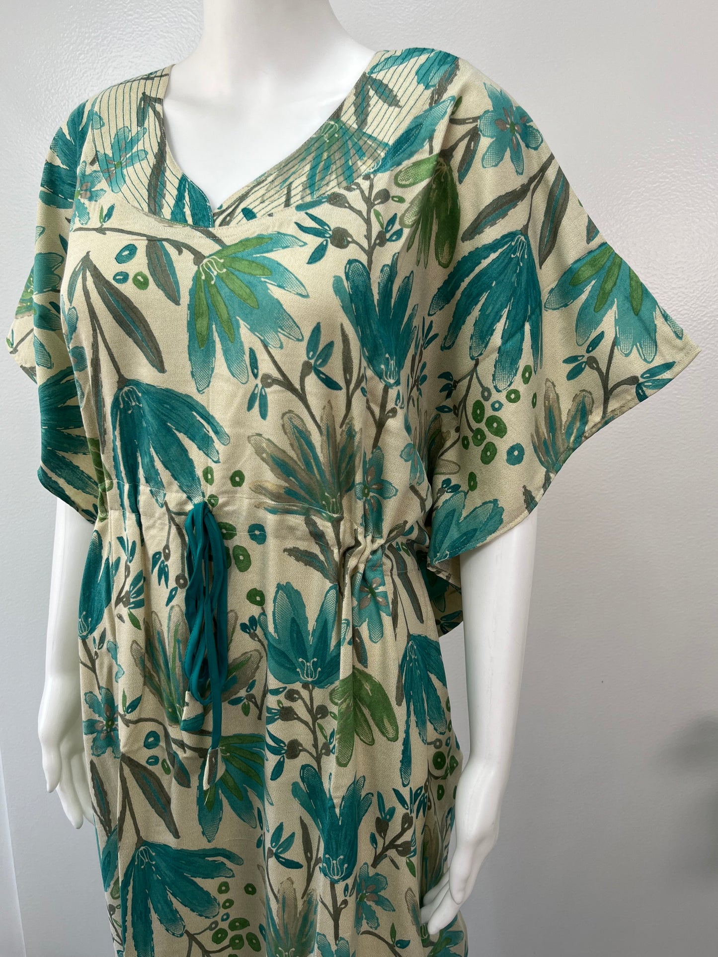 Green Foliage Premium Alpine Fabric Kaftan