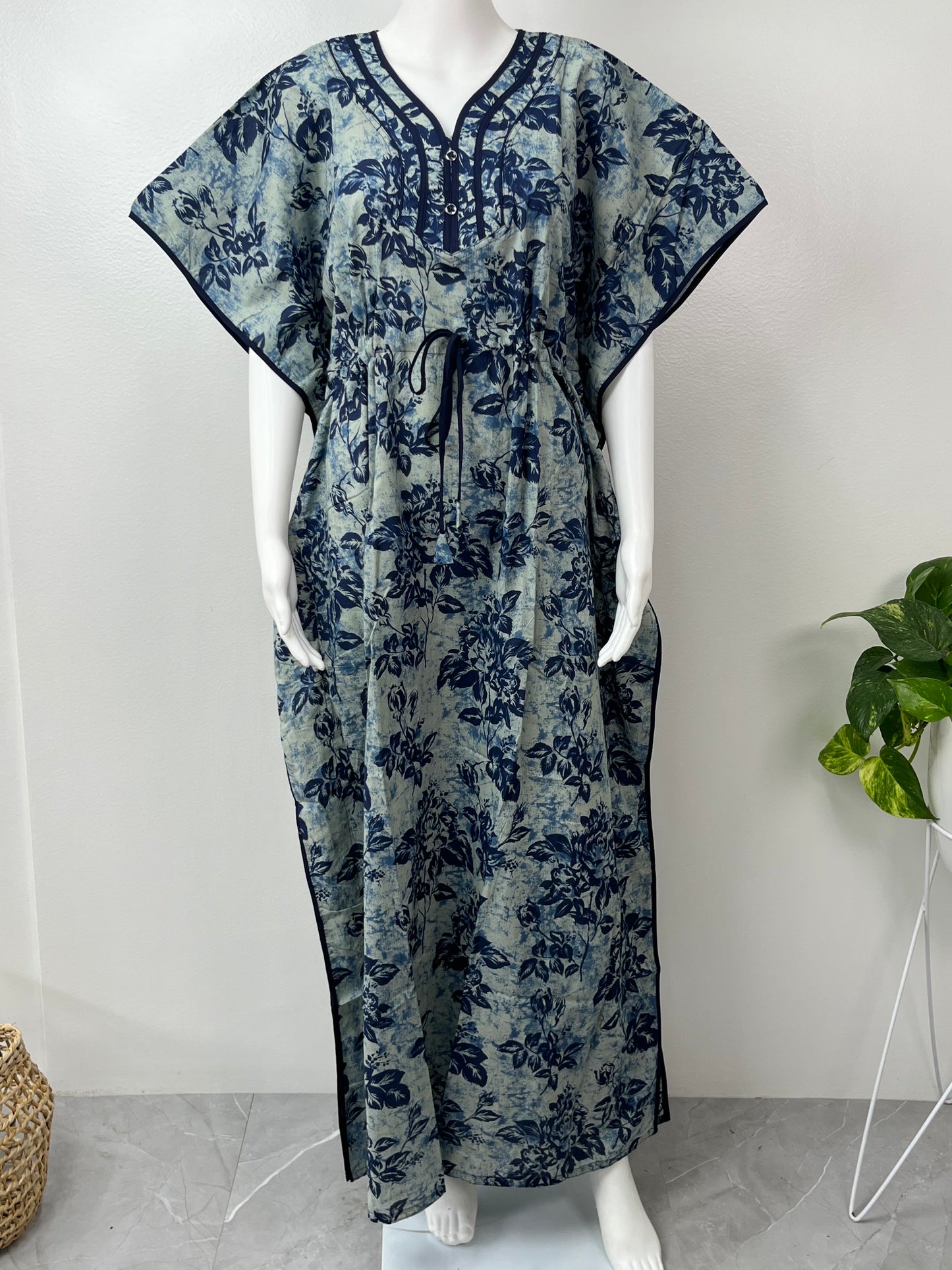 Indigo Blue Soft Pure Cotton Kaftan for Women