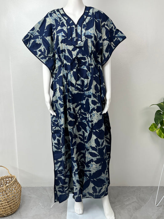 Indigo Blue Soft 100% Cotton Kaftan for Women