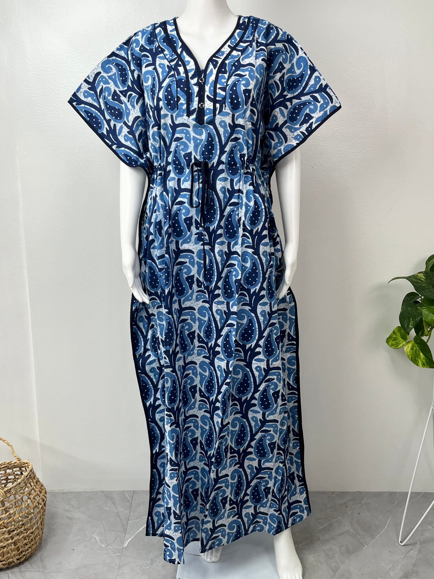 Royal Blue Premium Pure Cotton Fabric Kaftan