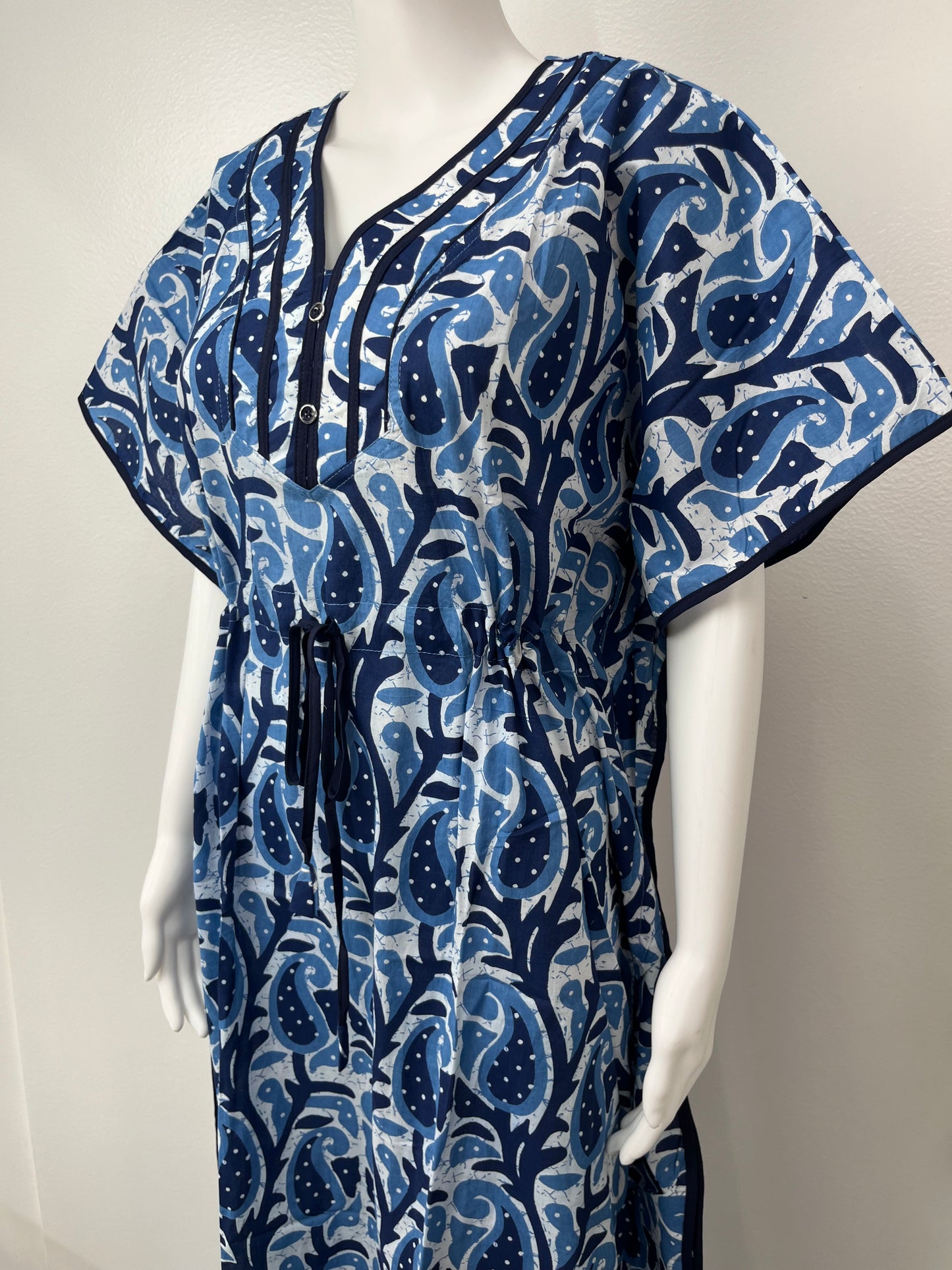 Royal Blue Premium Pure Cotton Fabric Kaftan