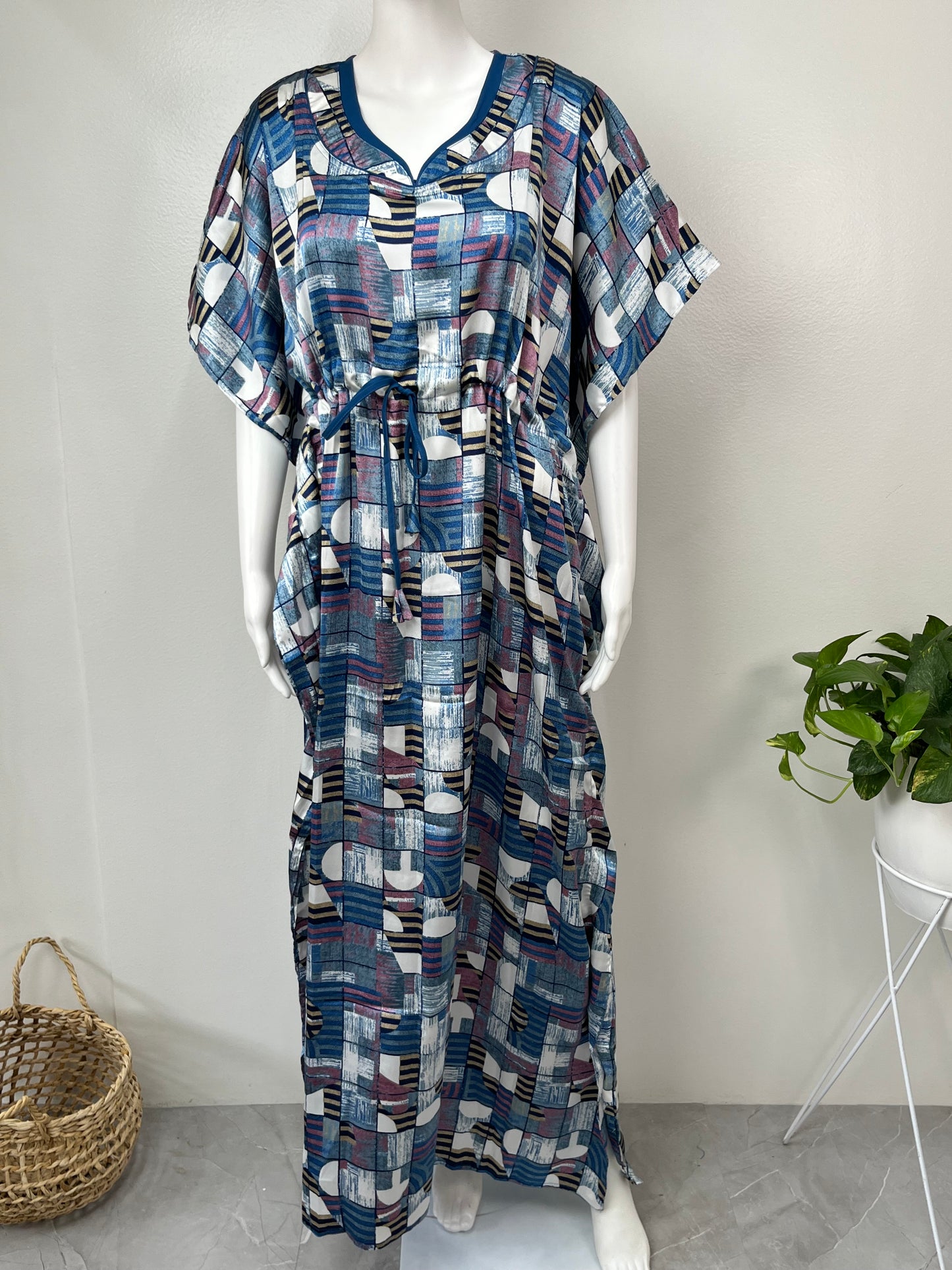 Royal Blue Premium Satin Fabric Kaftan