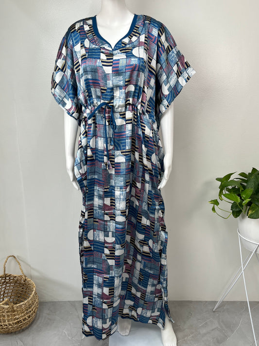 Royal Blue Premium Satin Fabric Kaftan
