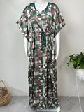 Dark Green Soft Satin Fabric Kaftan