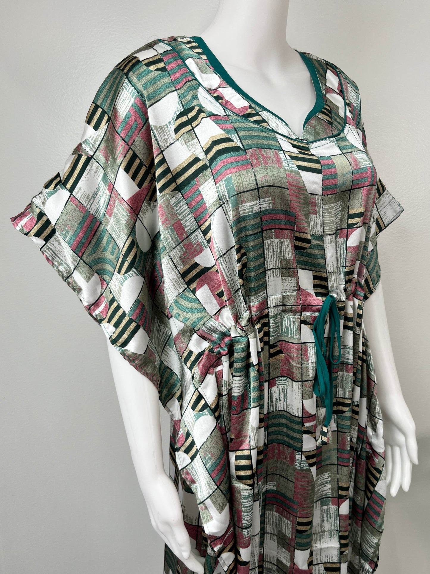 Dark Green Soft Satin Fabric Kaftan