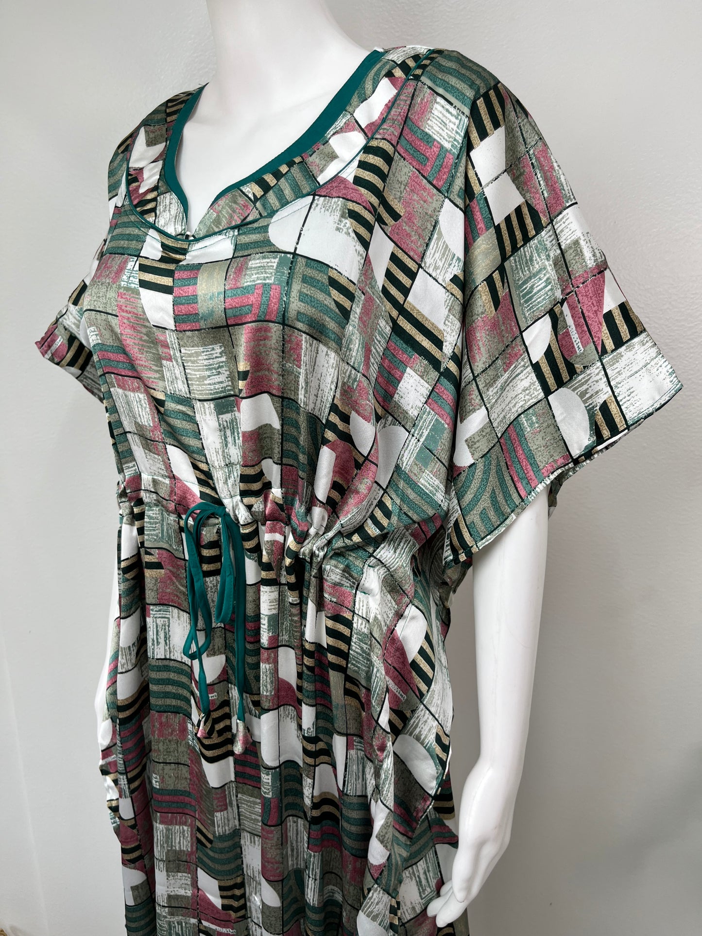 Dark Green Soft Satin Fabric Kaftan