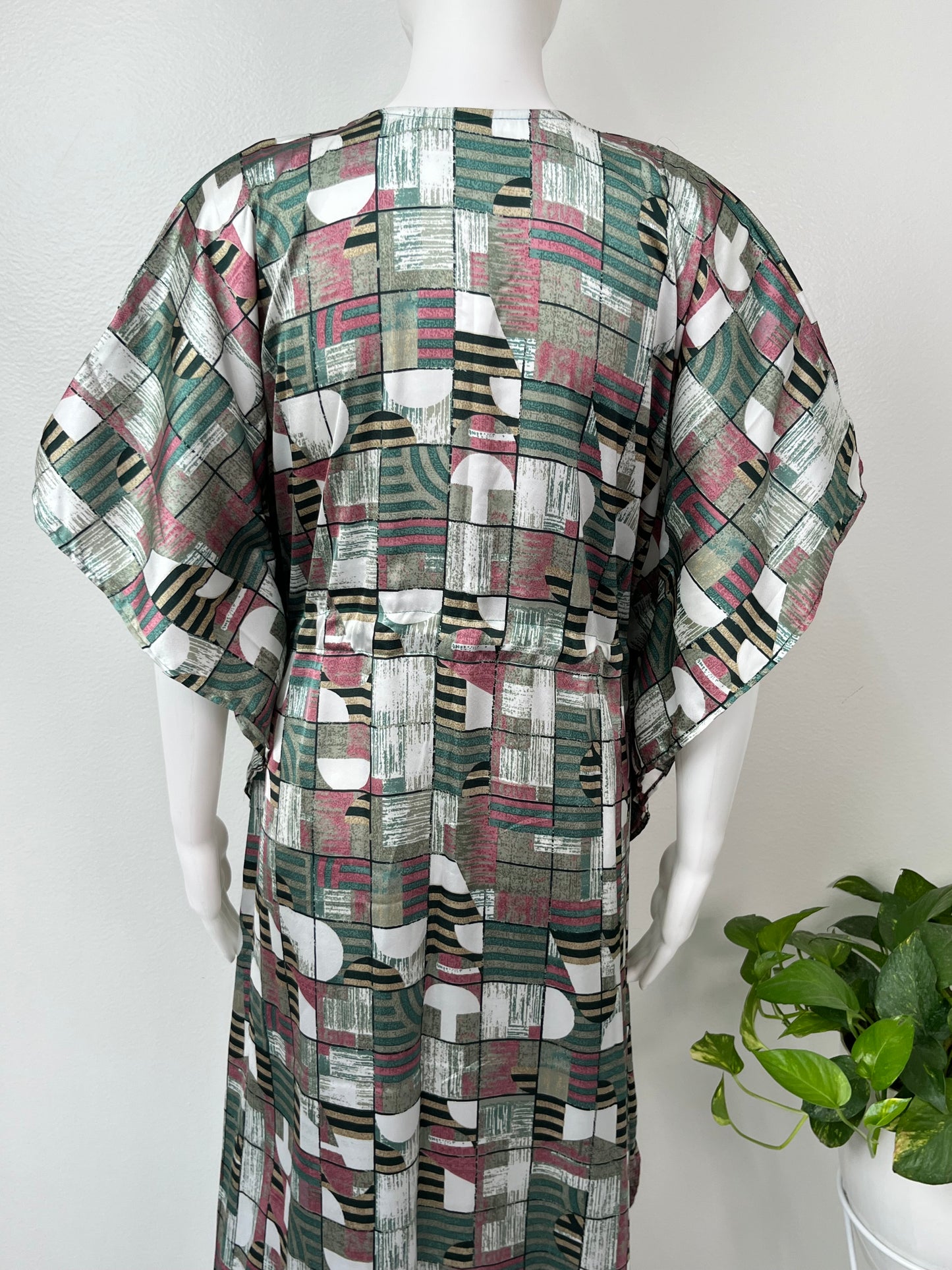 Dark Green Soft Satin Fabric Kaftan