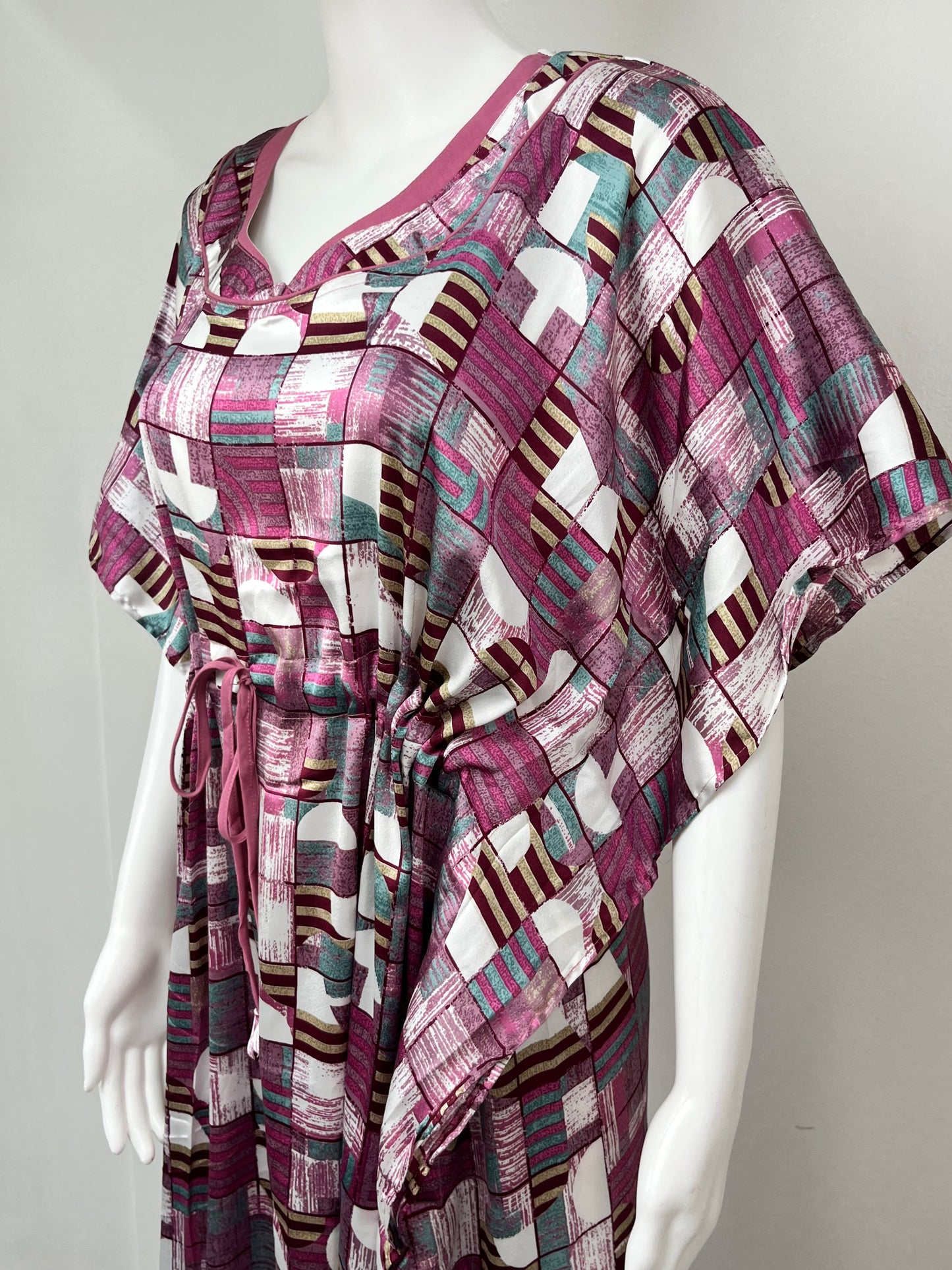 Magenta Satin Fabric Kaftan Elegant & Classy