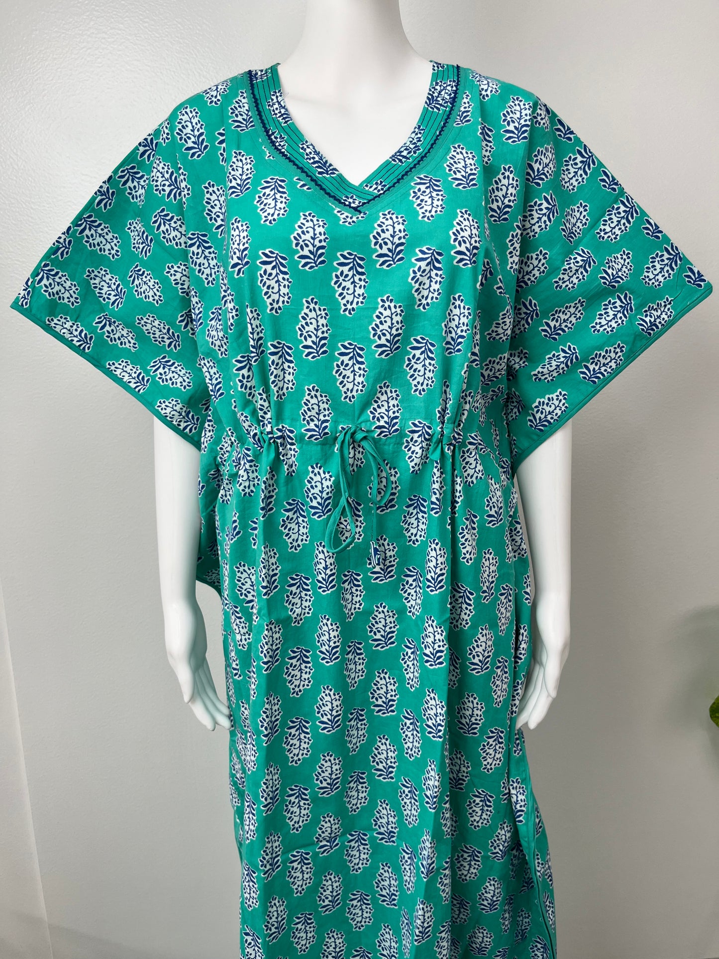 Turquoise Premium Pure Cotton Fabric Kaftan