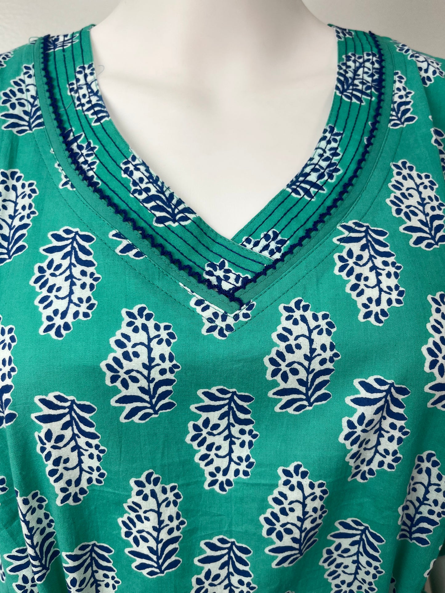 Turquoise Premium Pure Cotton Fabric Kaftan