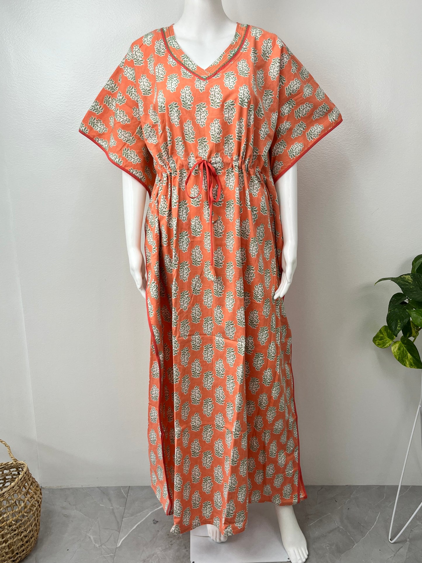 Orange 100% Cotton Kaftan Elegant & Classy