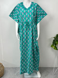 Turquoise Premium Pure Cotton Fabric Kaftan
