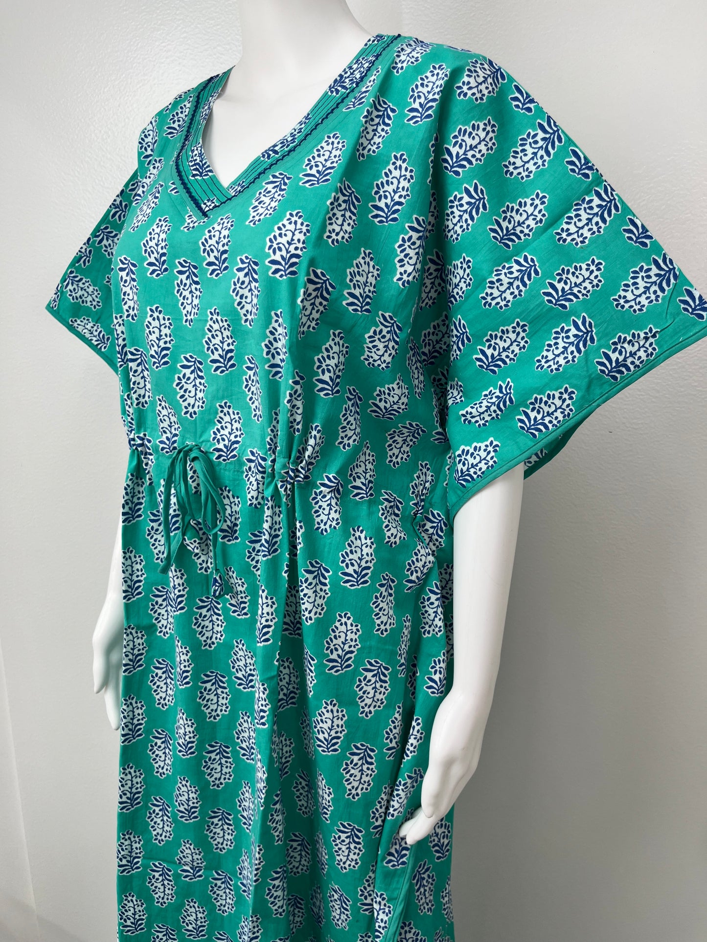 Turquoise Premium Pure Cotton Fabric Kaftan