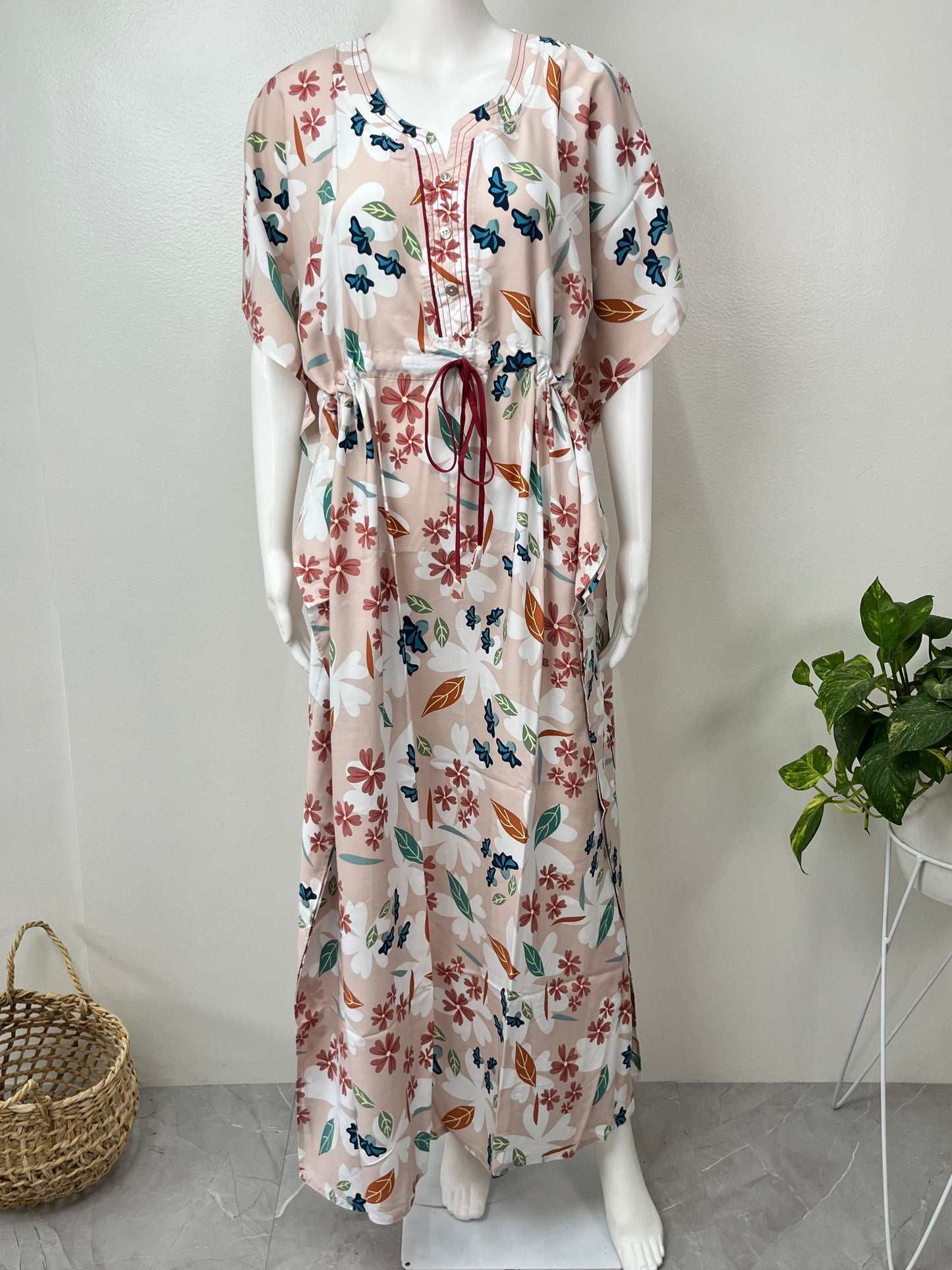 Cream Premium Rayon Fabric Kaftan