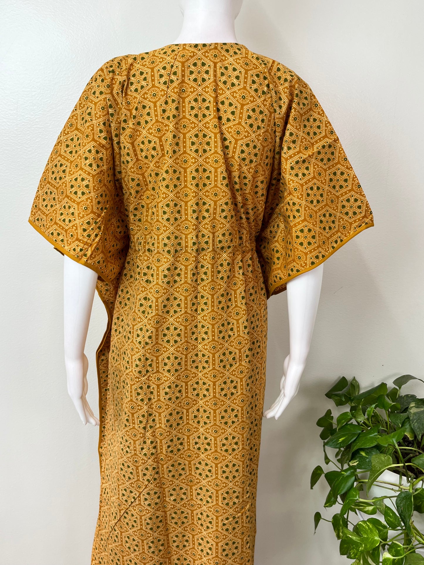 Mustard Pure Cotton Kaftan Nighty