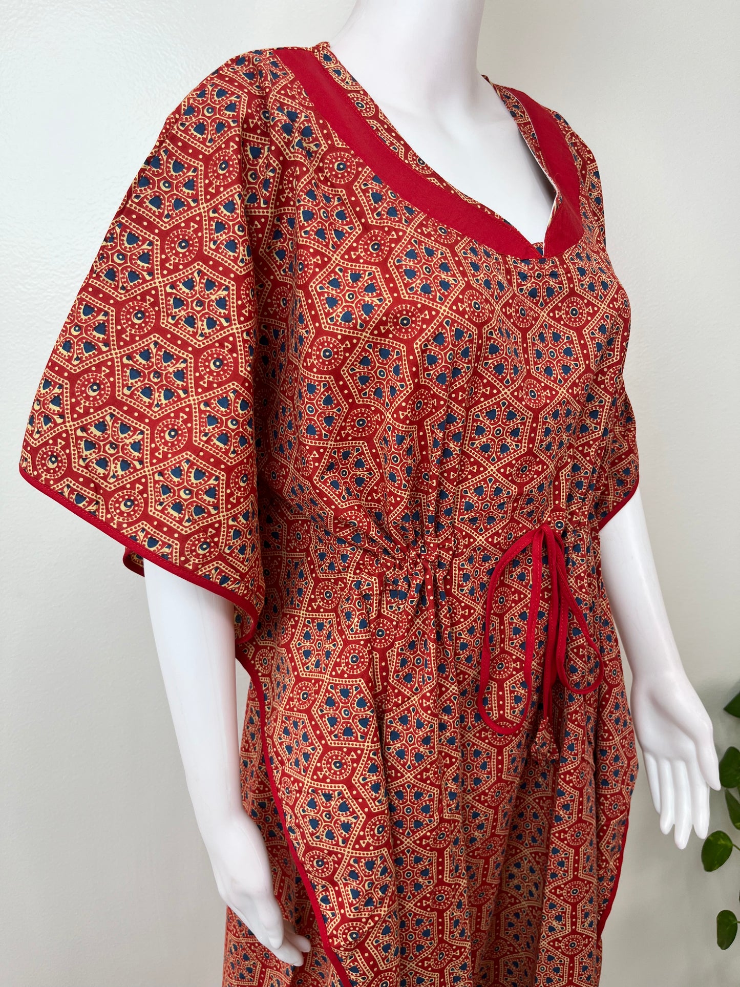 Maroon Digital Printed 100% Cotton Kaftan