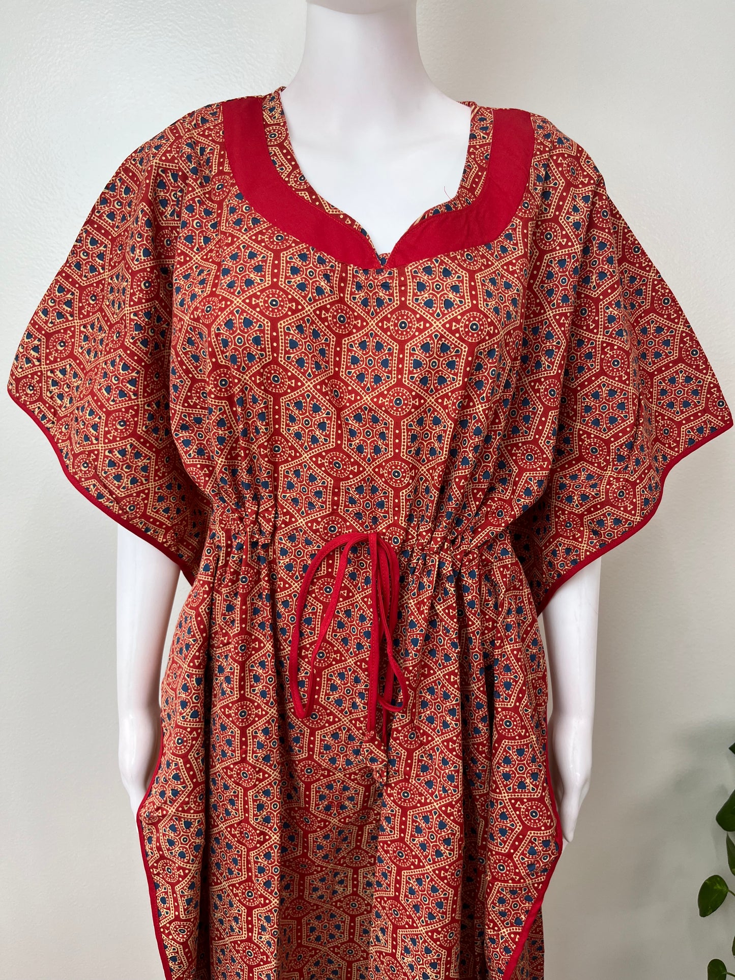 Maroon Digital Printed 100% Cotton Kaftan