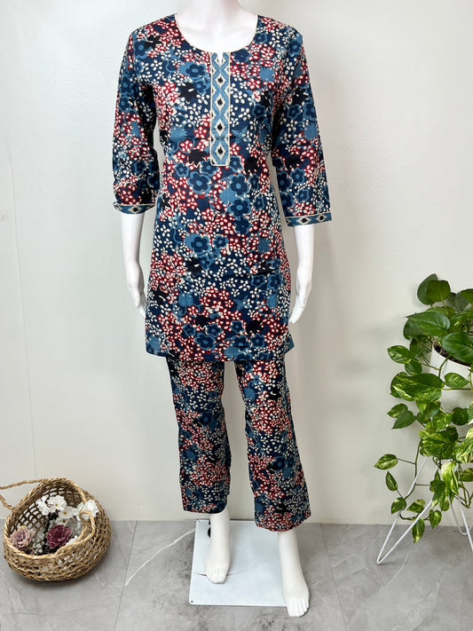 Blue Pure Cotton Night Suit