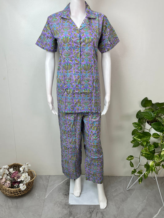 Purple Pure Cotton Night Suit