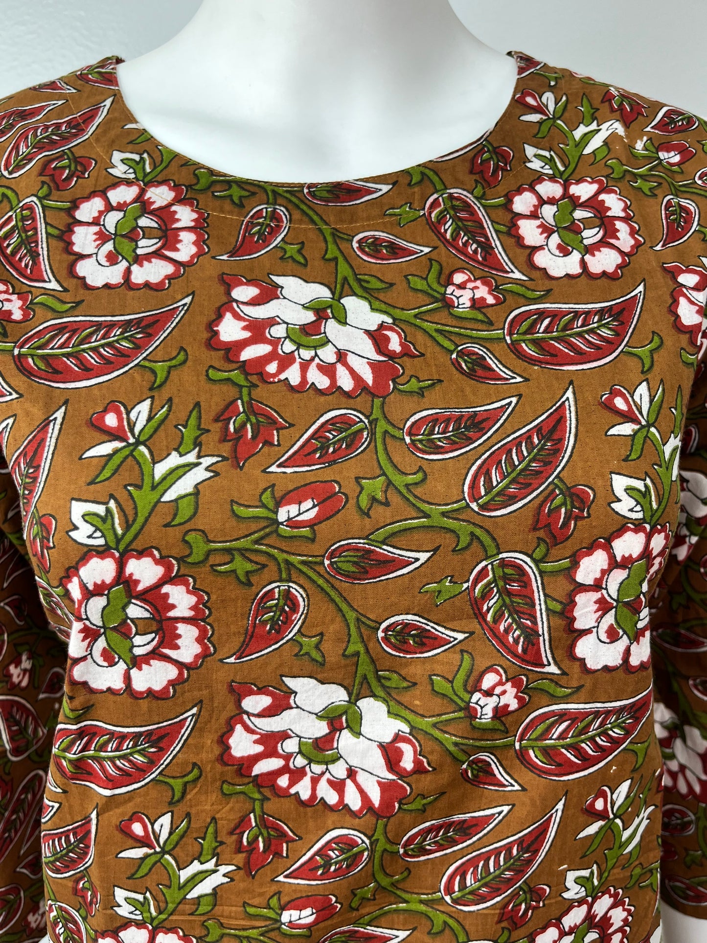 Olive Floral Pure Cotton Women's Night Suit