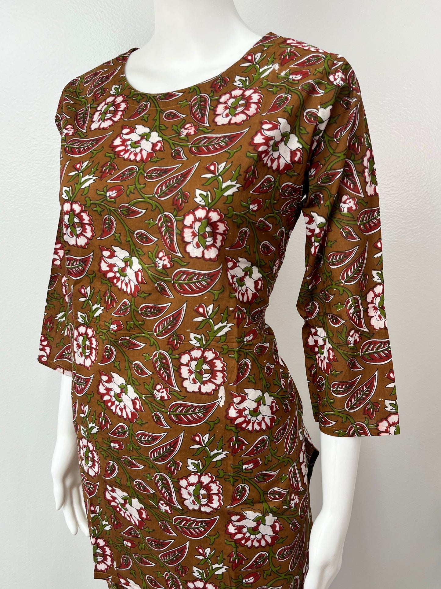 Olive Floral Pure Cotton Women's Night Suit