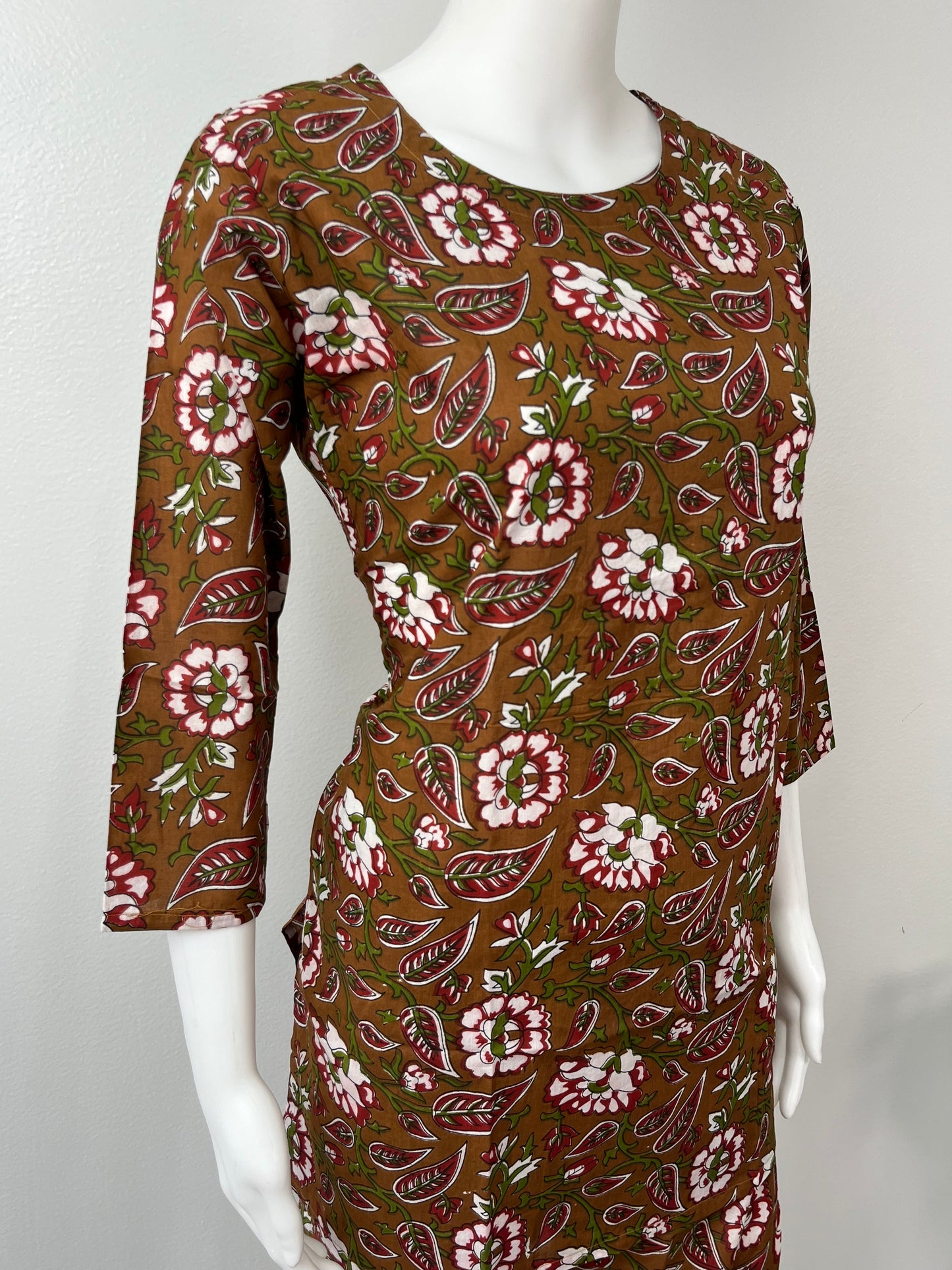 Olive Floral Pure Cotton Women's Night Suit