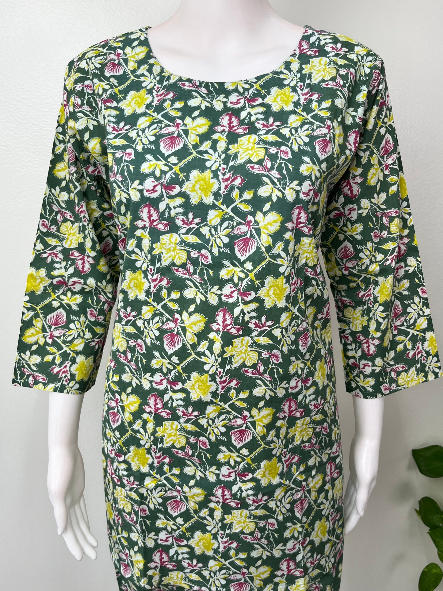 Printed Cotton Night Suit for Women -Dark Green
