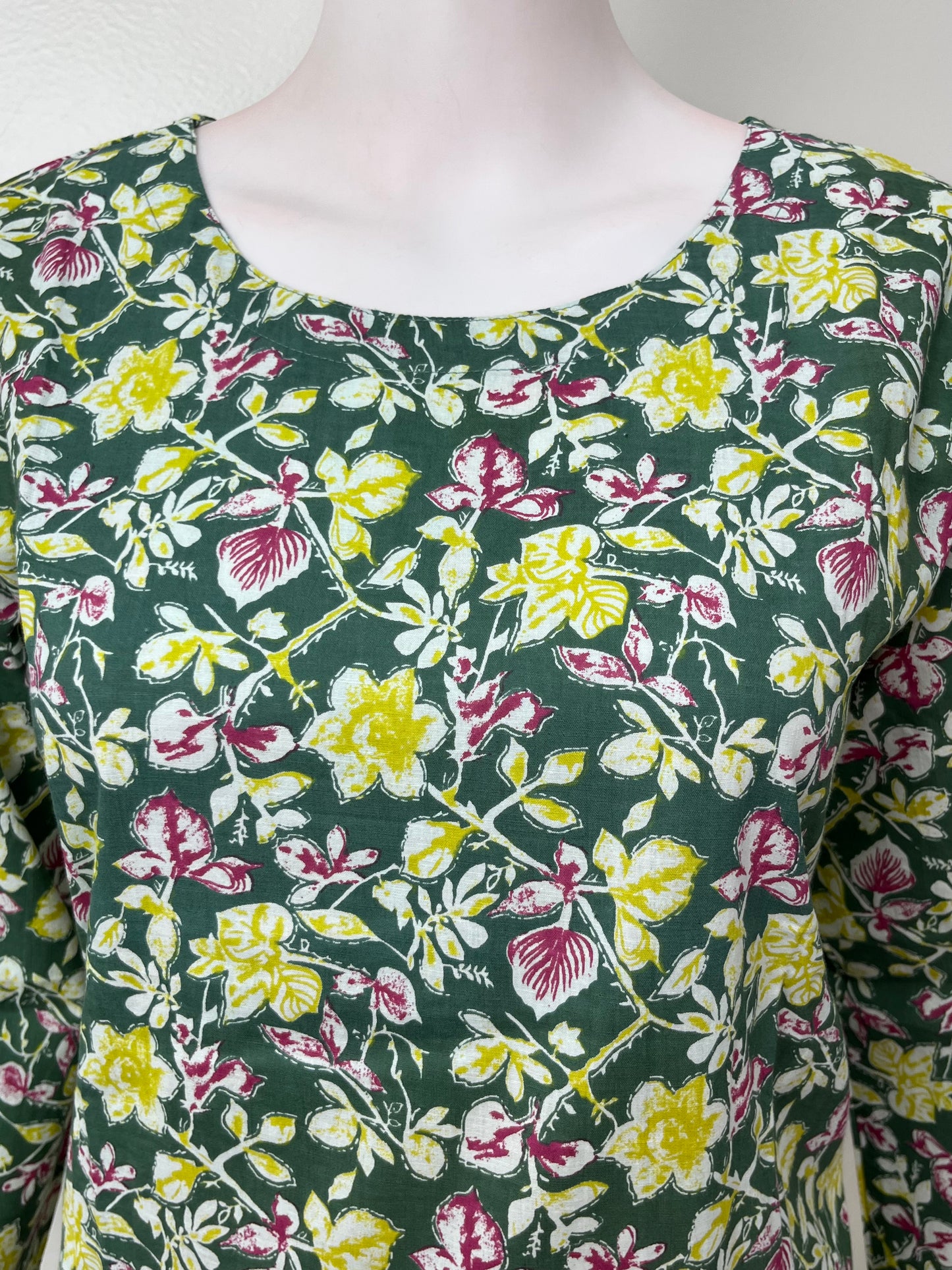 Printed Cotton Night Suit for Women -Dark Green