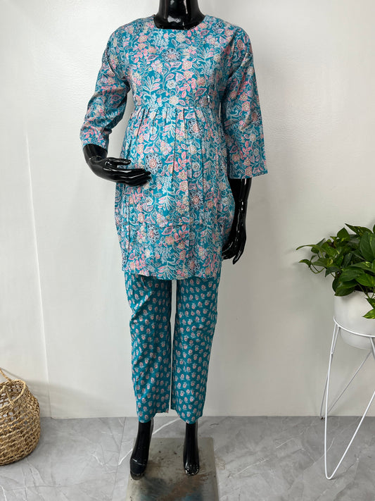 Blue Pure Cotton Feeding Co-ord Set