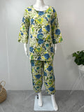 Blue Blossom Khadi Cotton Co-ord Set
