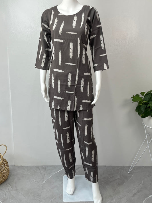 Grey Mirage Rayon Fabric Nightwear Set