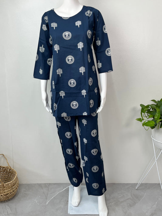 Indigo Heritage Pure Cotton Fabric Nightwear Set