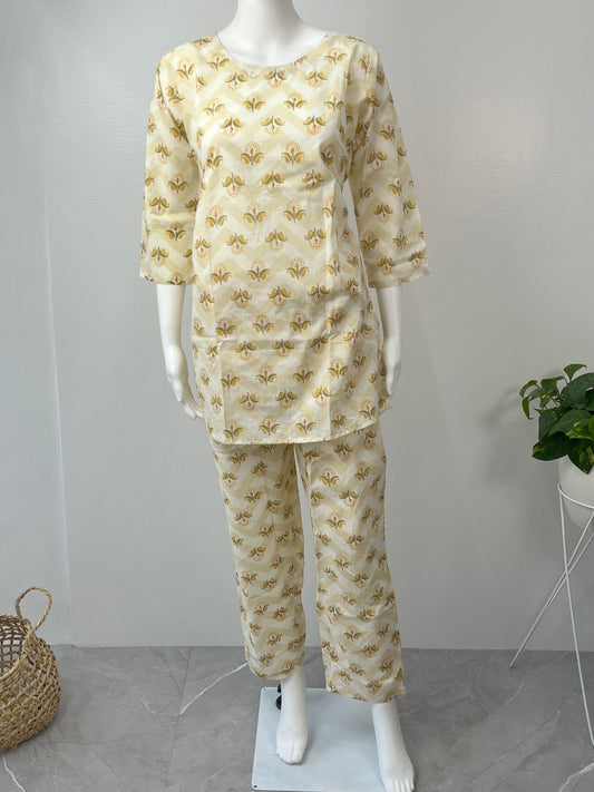 Lemon Meadow Pure Cotton Night Suit