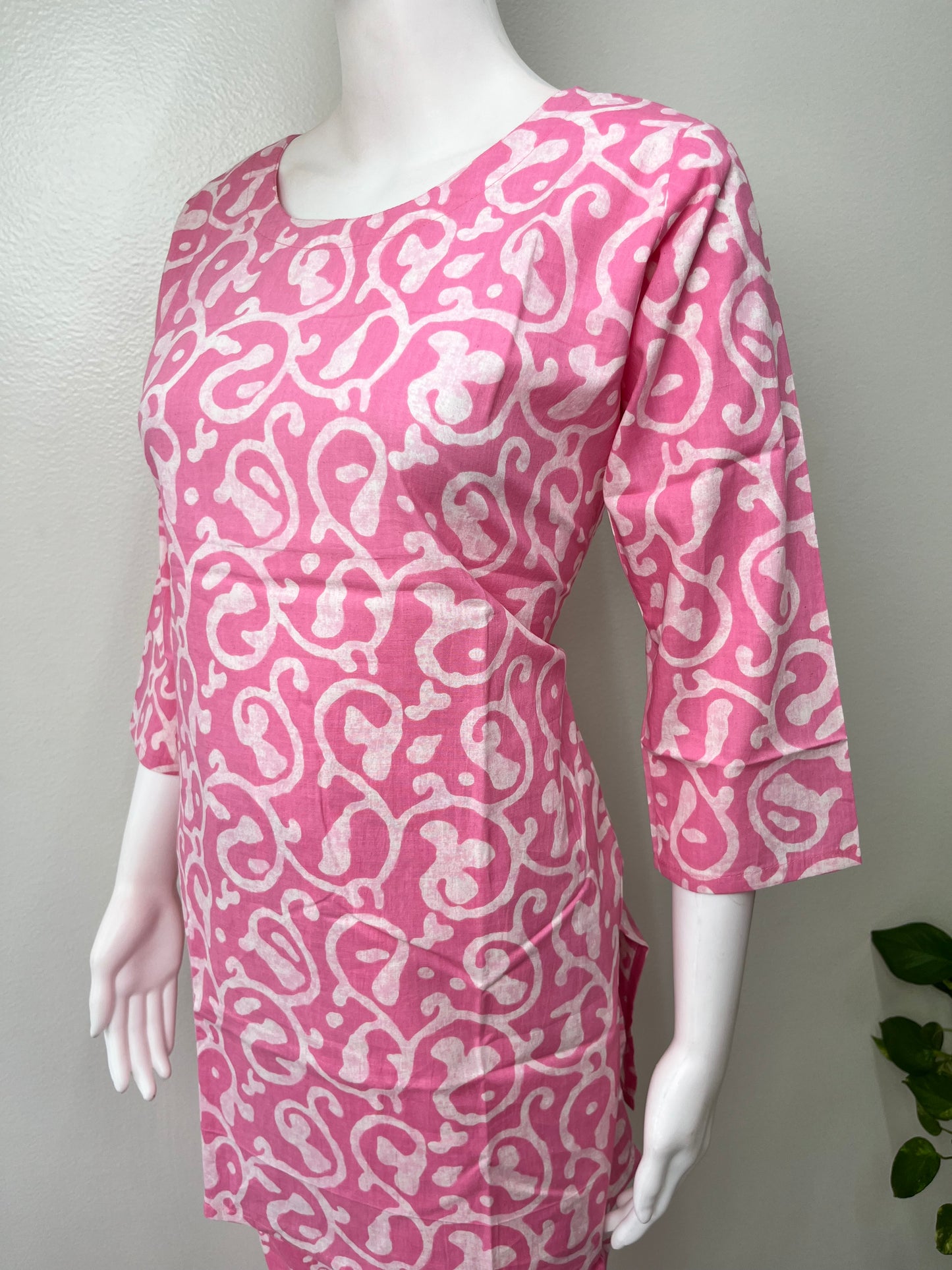 Pink Women's Cotton Co-ord Night Suit